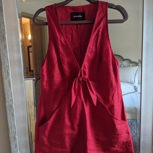 Red linen summer dress